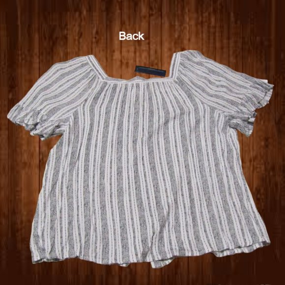 Adrienne Vittadini womens top size XL raglan sleeves white n black stripes nwt - Picture 5 of 15